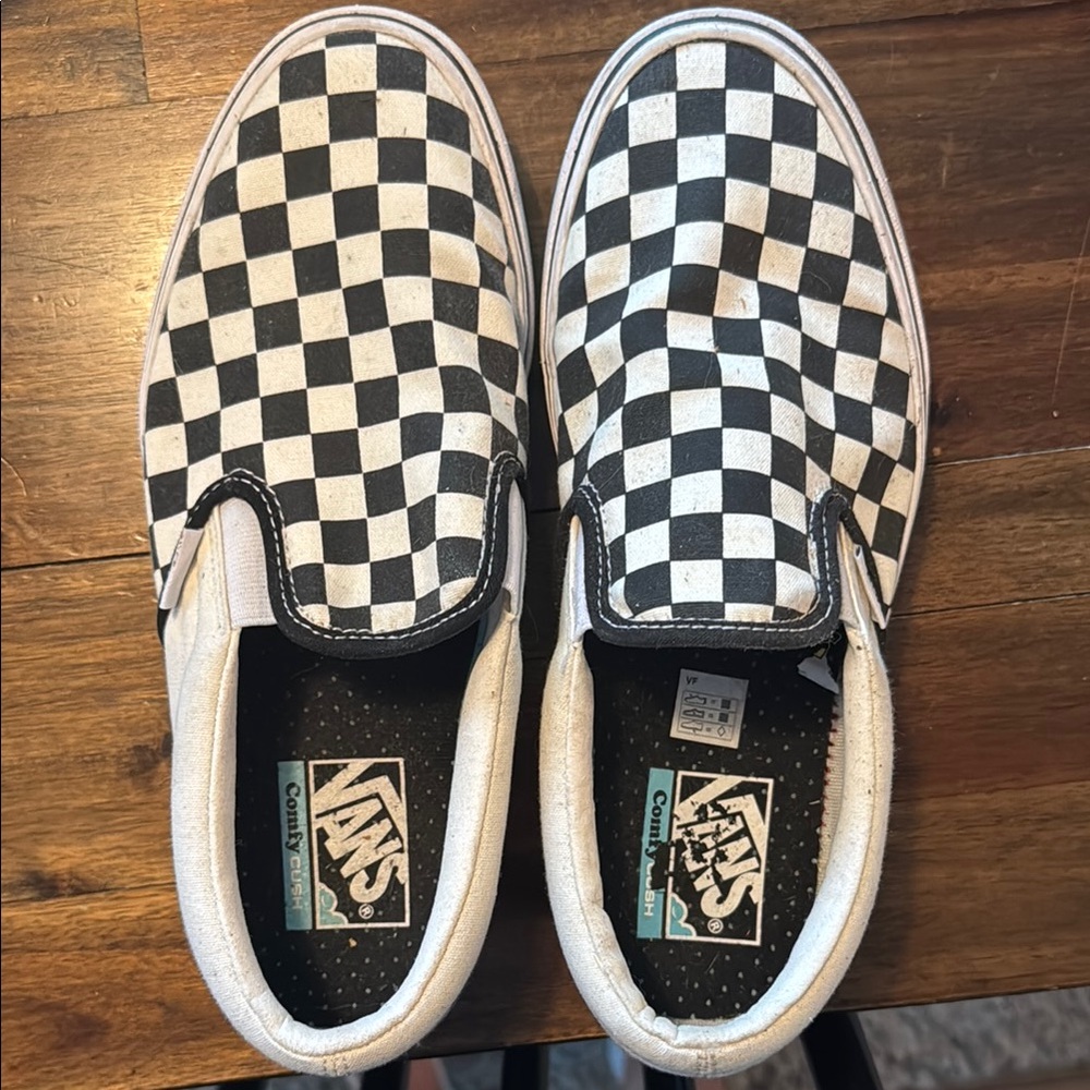 Vans Black and White Checkerboard Slip-Ons